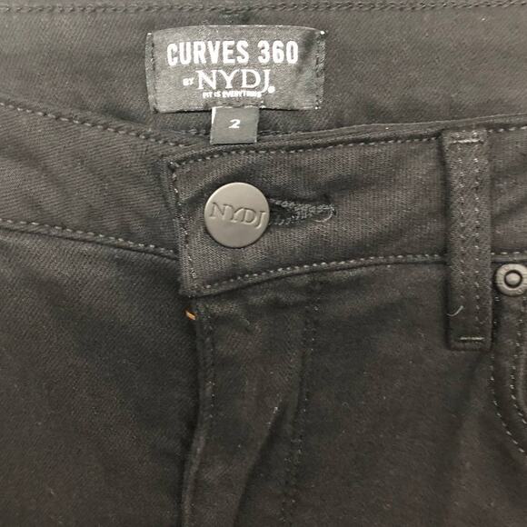 New NYDJ CURVES 360 Slim Straight Leg Ankle Jeans Black 2 Women's - Picture 5 of 7